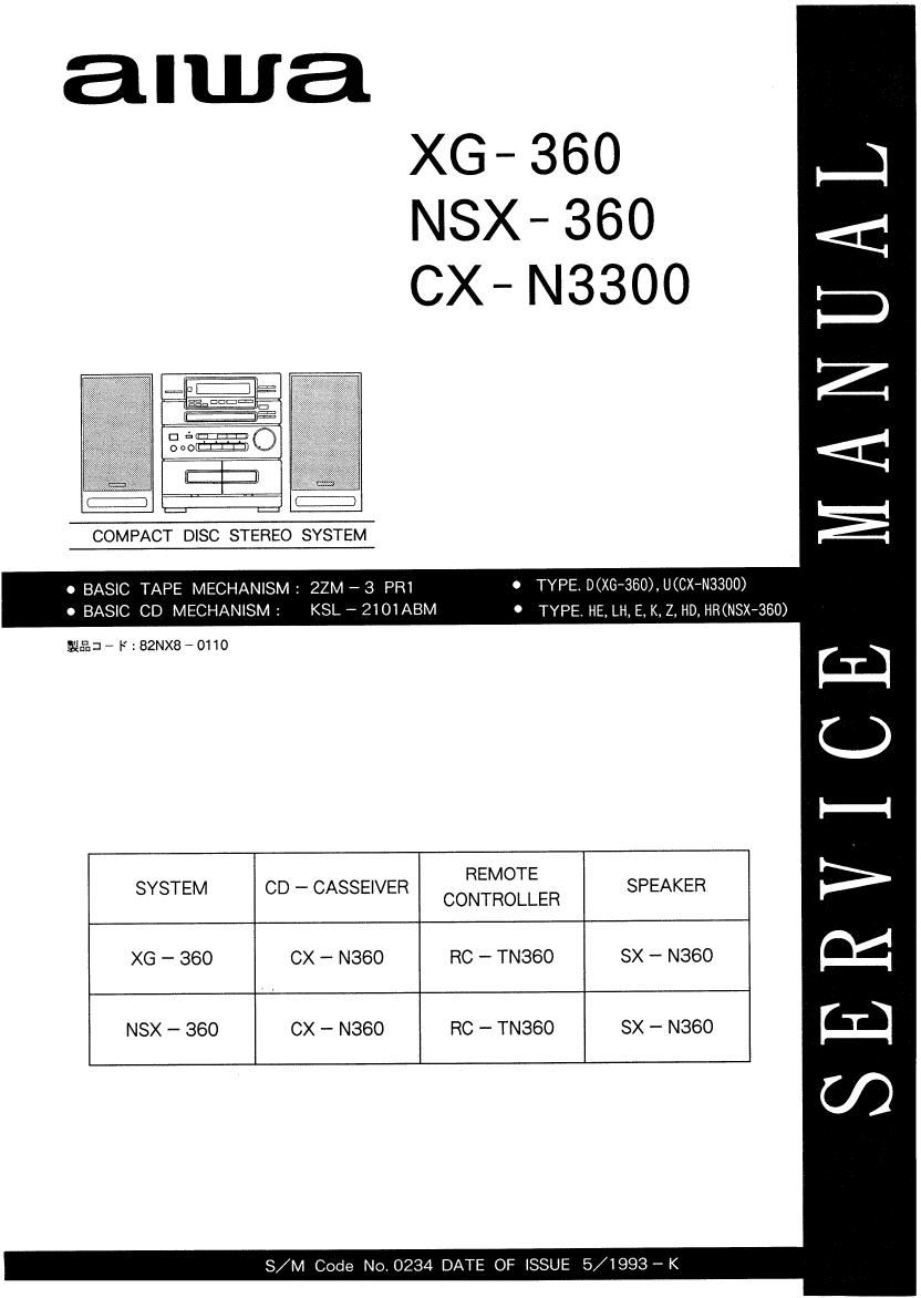 aiwa cx n3300 nsx 360 xg 360