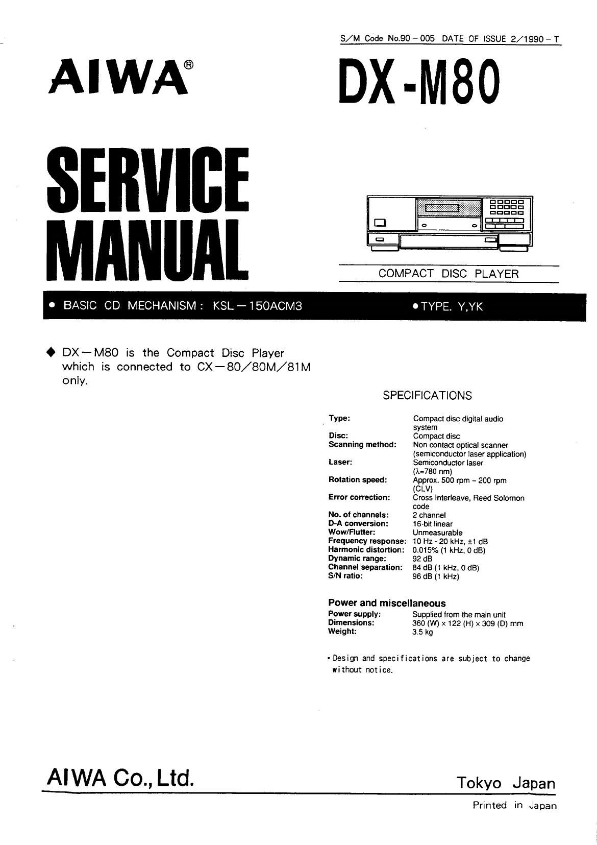 Aiwa DX M80 Service Manual