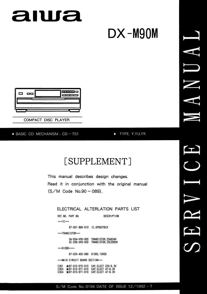 Aiwa DX M90M Service Manual