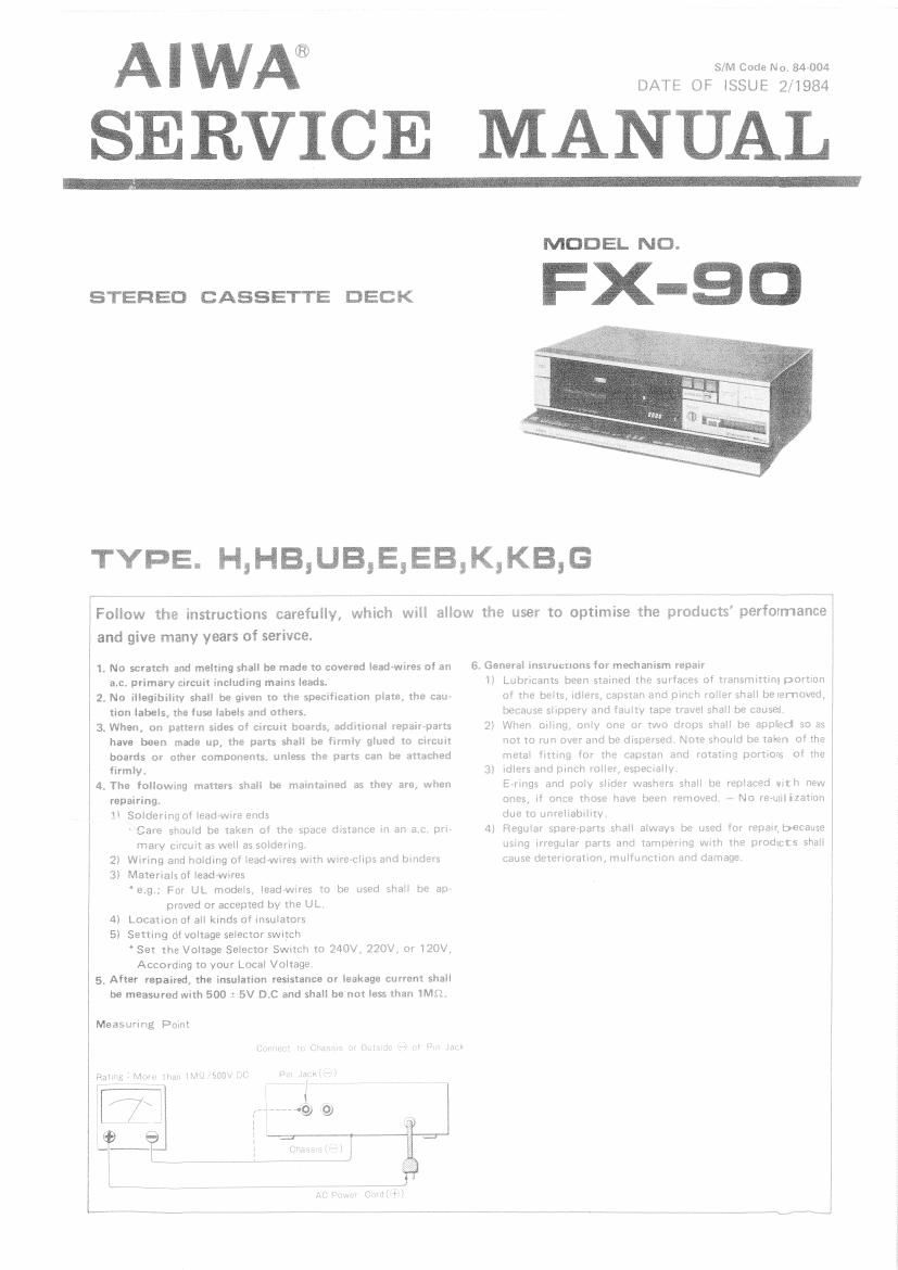 Aiwa FX 90 Service Manual