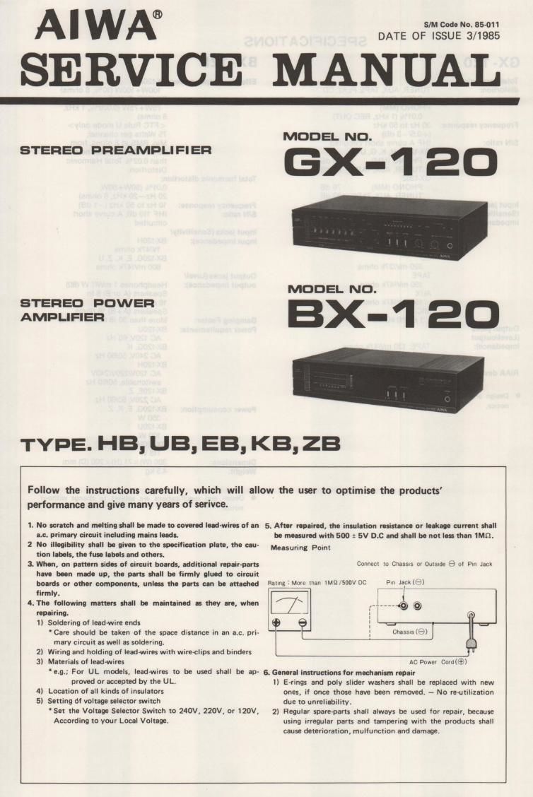 Aiwa GX 120 Service Manual