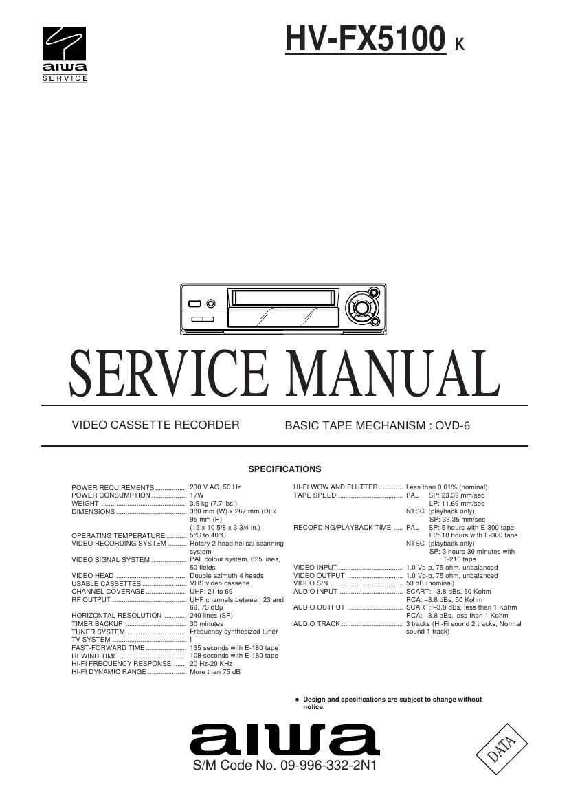 Aiwa HV FX5100 Service Manual