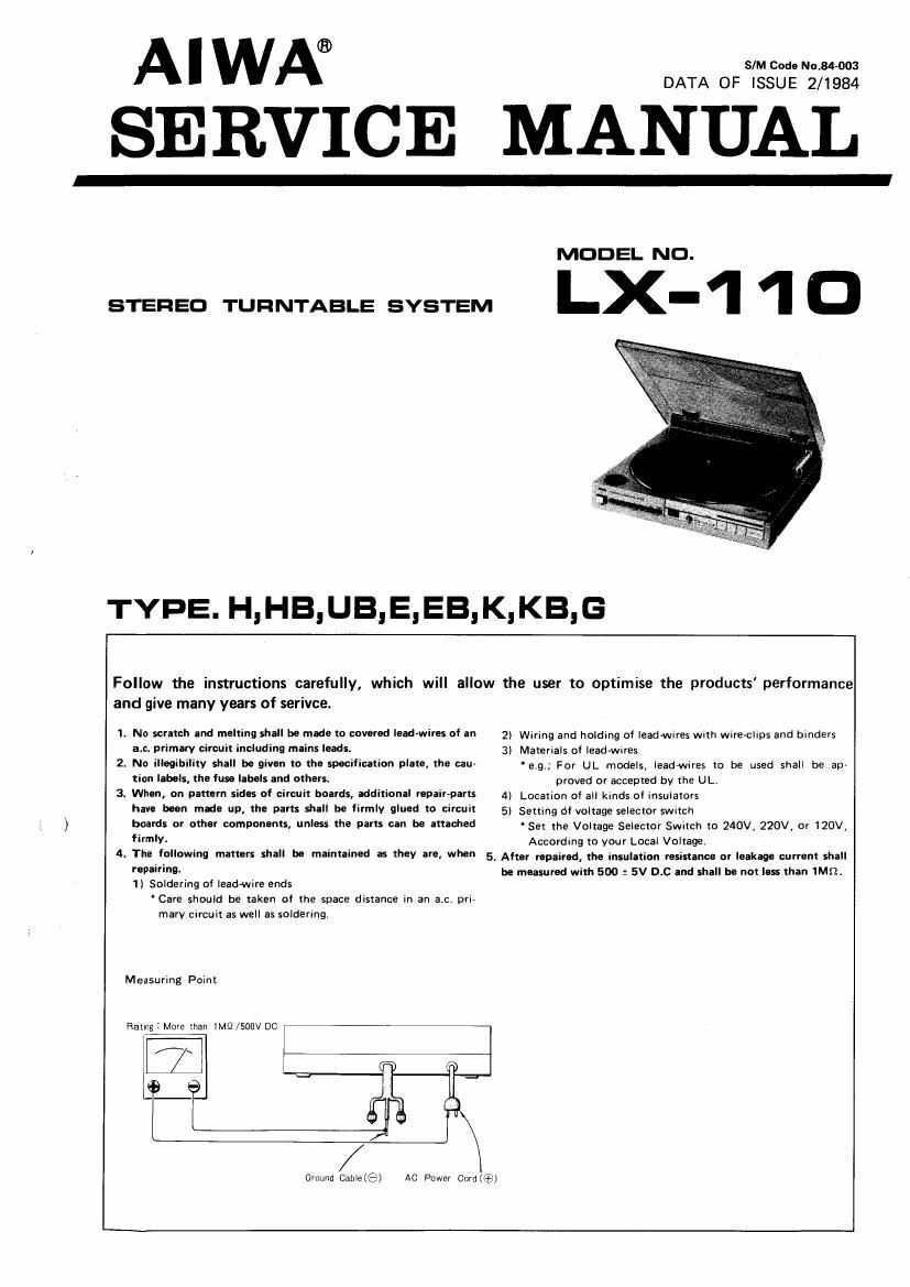Aiwa LX 110 Service Manual