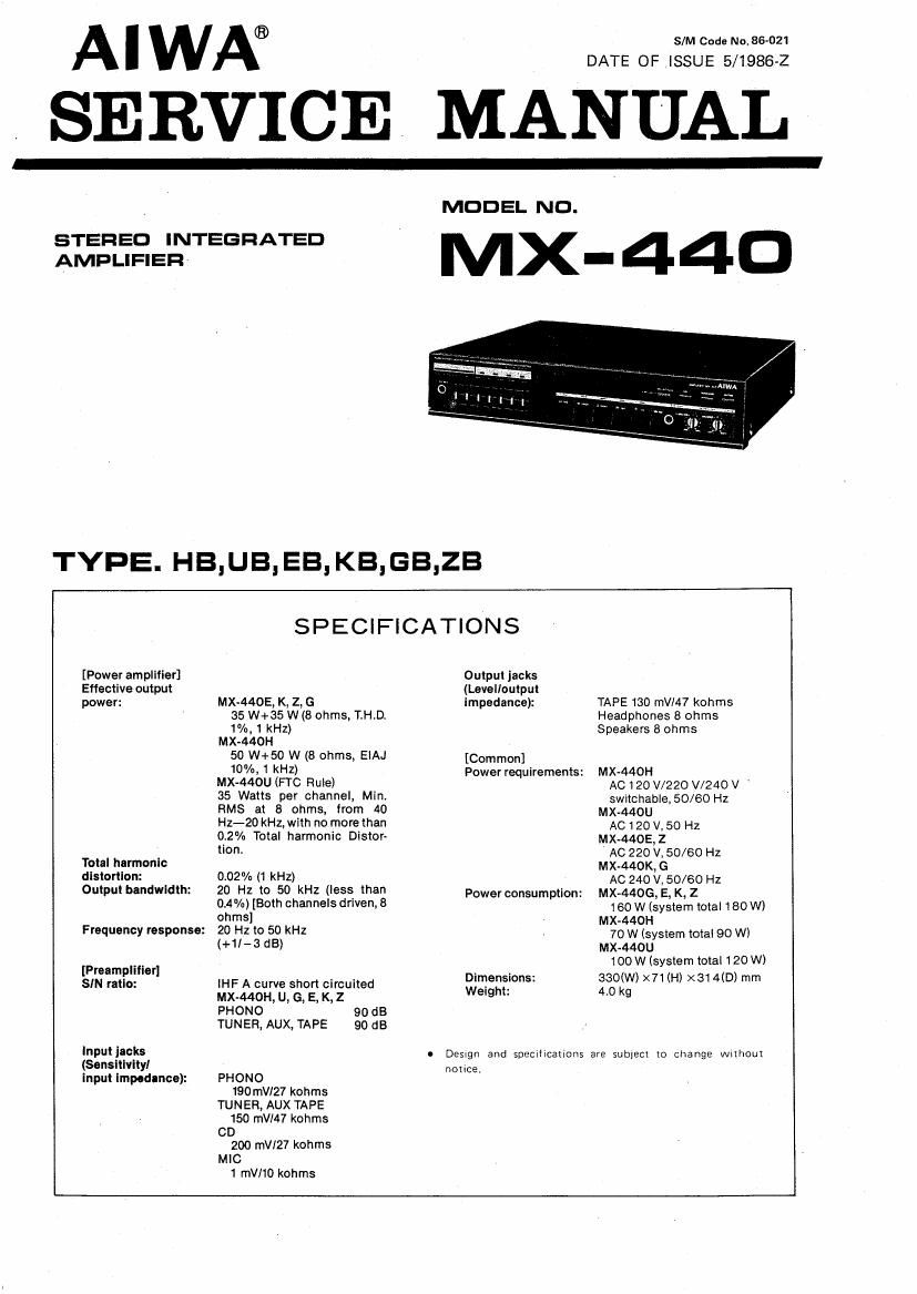 Aiwa MX 440 Service Manual