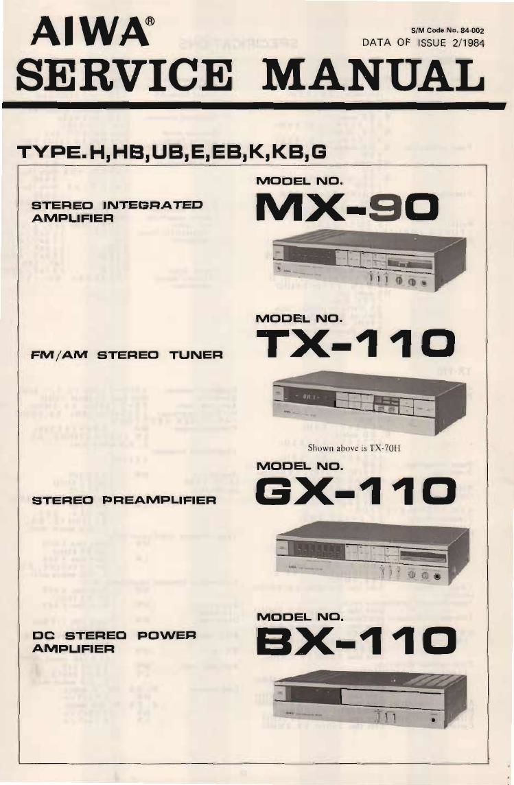 Aiwa MX 908 TX 110 GX 110 BX 110 Service Manual