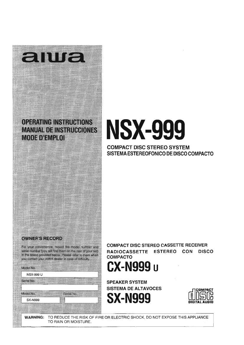 Aiwa NS X999 Owners Manual