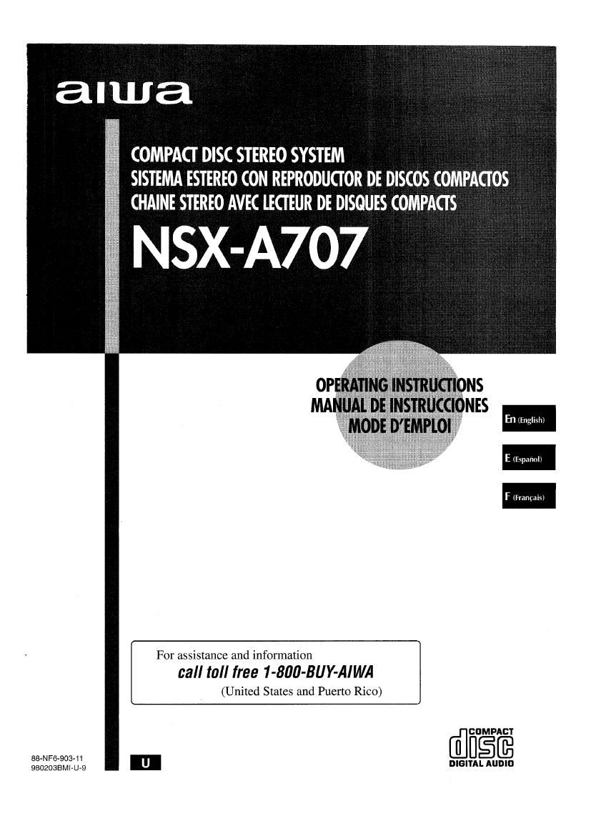 Aiwa NS XA707 Owners Manual