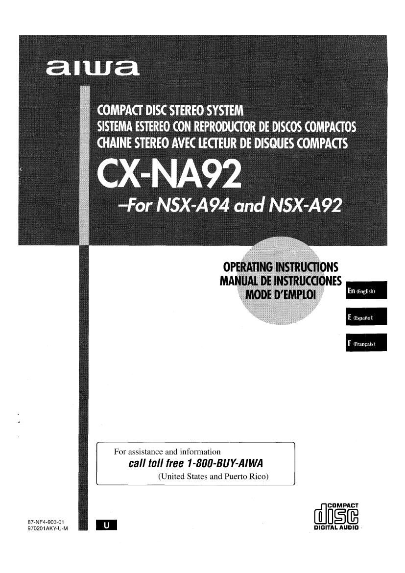 Aiwa NS XA94 Owners Manual