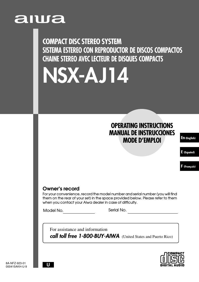 Aiwa NSX AJ14 Owners Manual