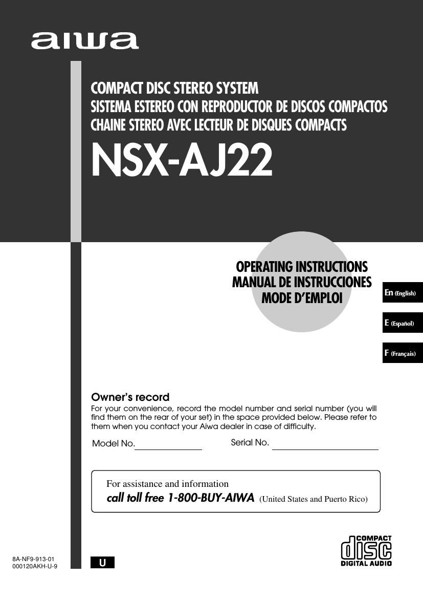 Aiwa NSX AJ22 Owners Manual
