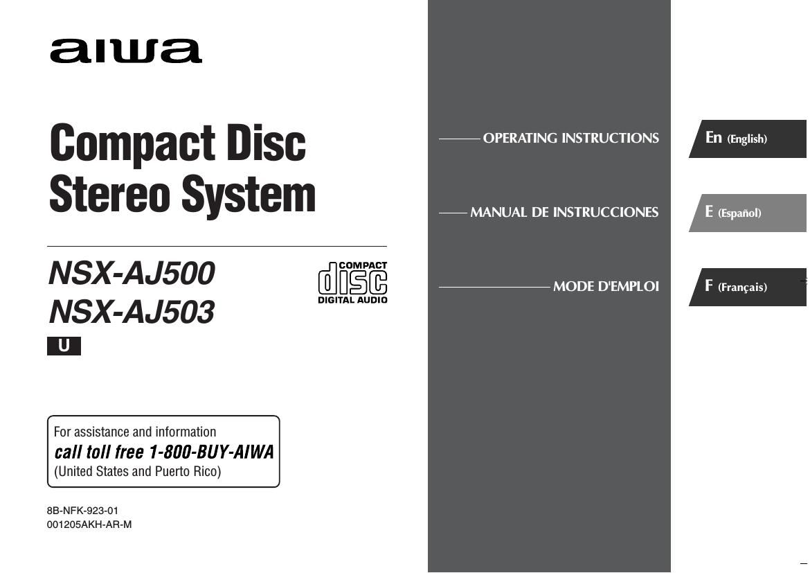 Aiwa NSX AJ503 Owners Manual