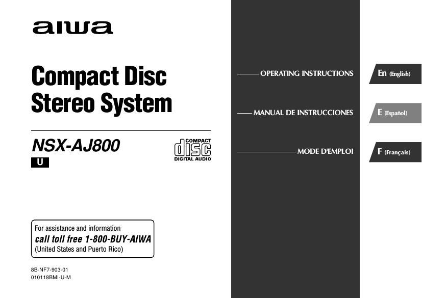 Aiwa NSX AJ800 Owners Manual
