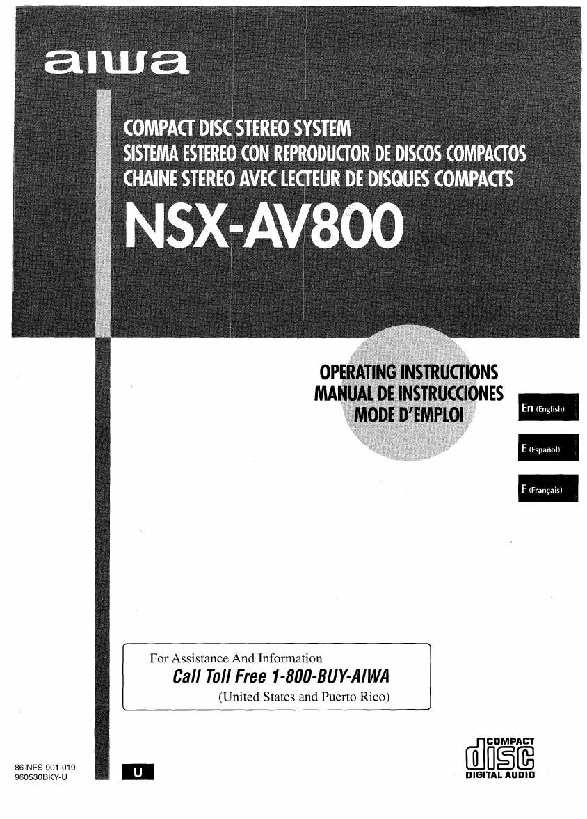 Aiwa NSX AV800 Owners Manual