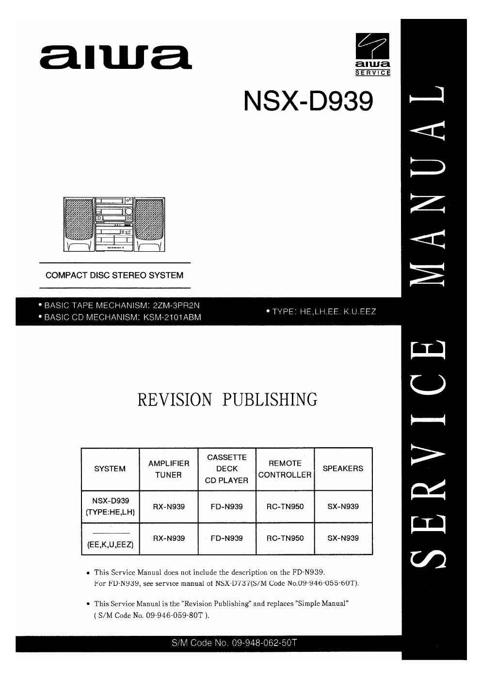 Aiwa NSX D939 Service Manual