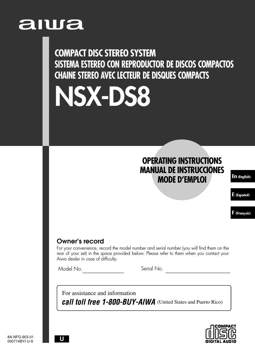 Aiwa NSX DS8 Owners Manual