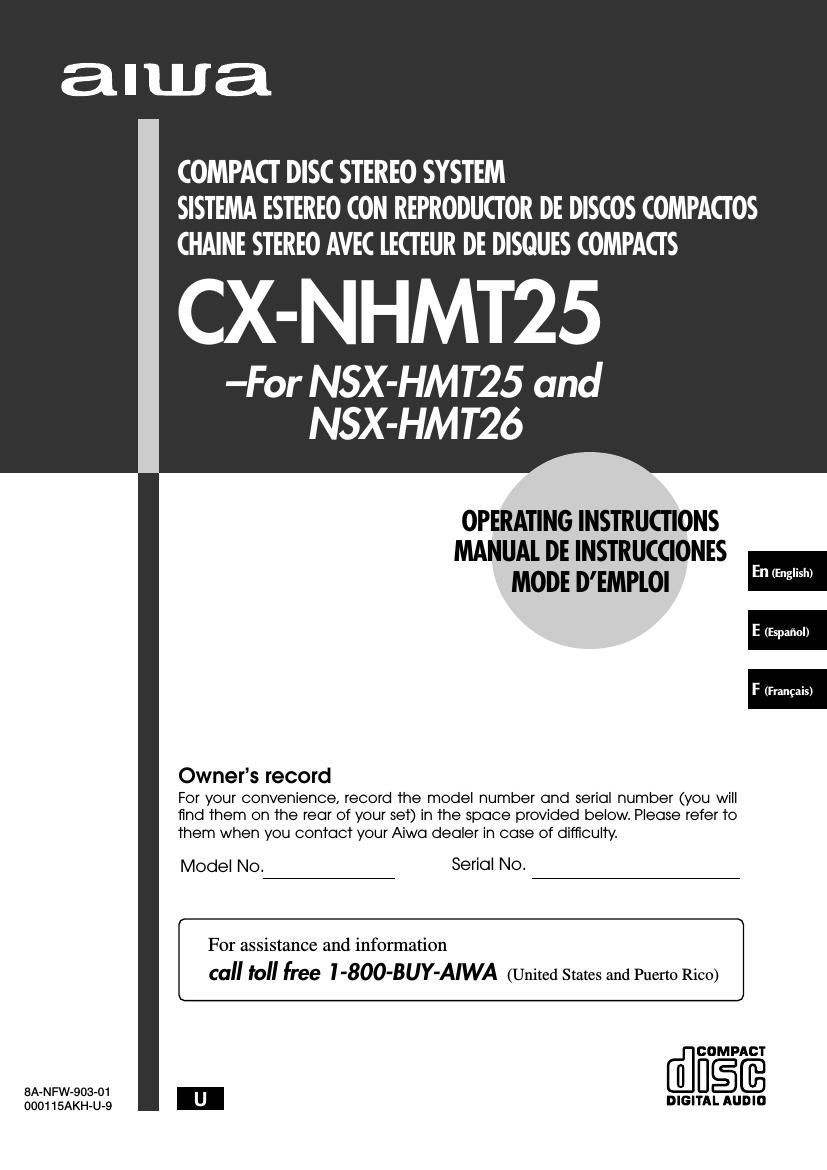 Aiwa NSX HMT25 Owners Manual