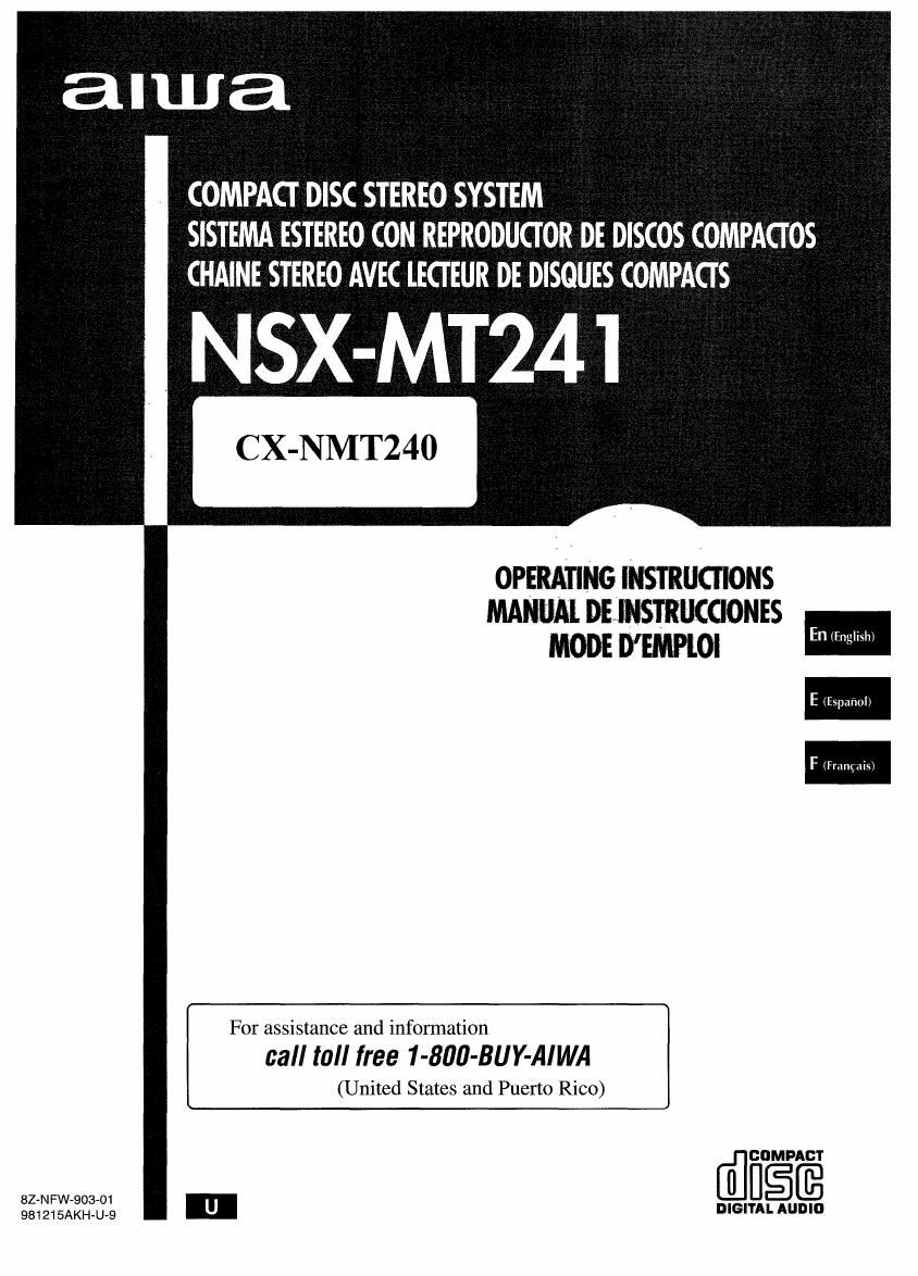 Aiwa NSX MT240 Owners Manual