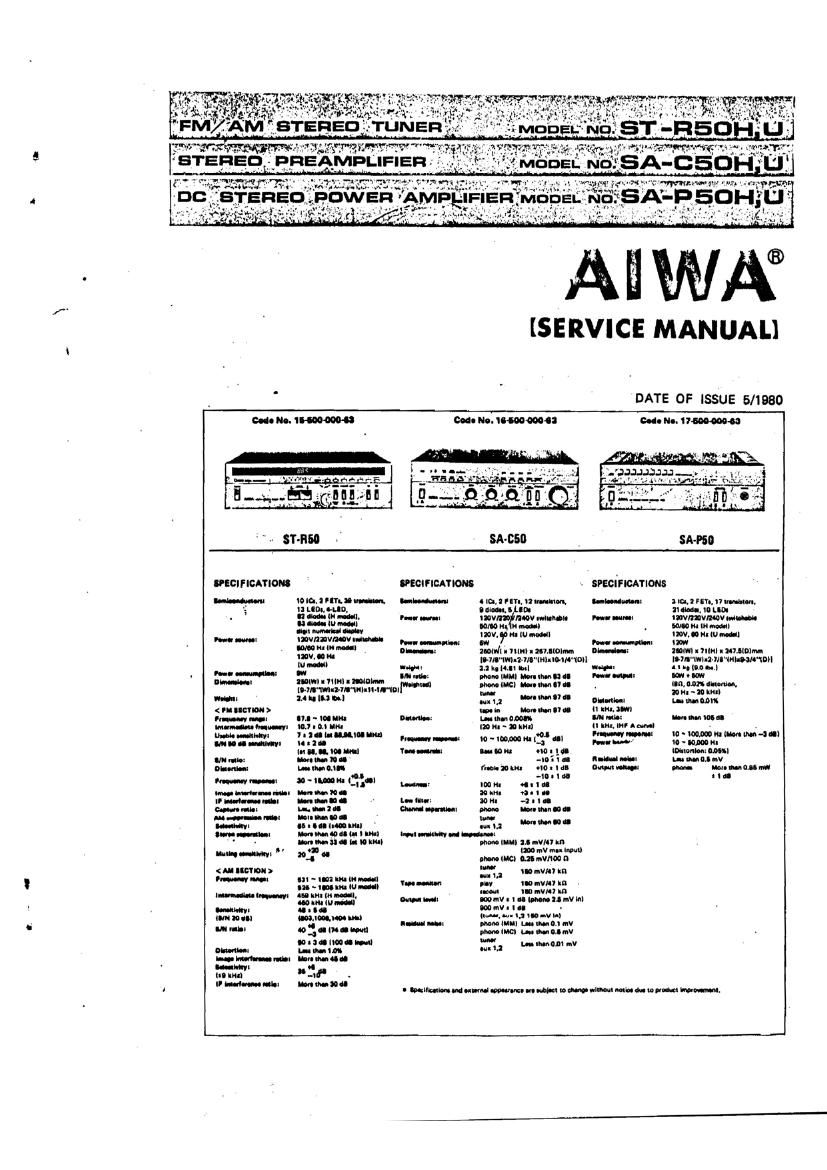 Aiwa ST R50H Service Manual
