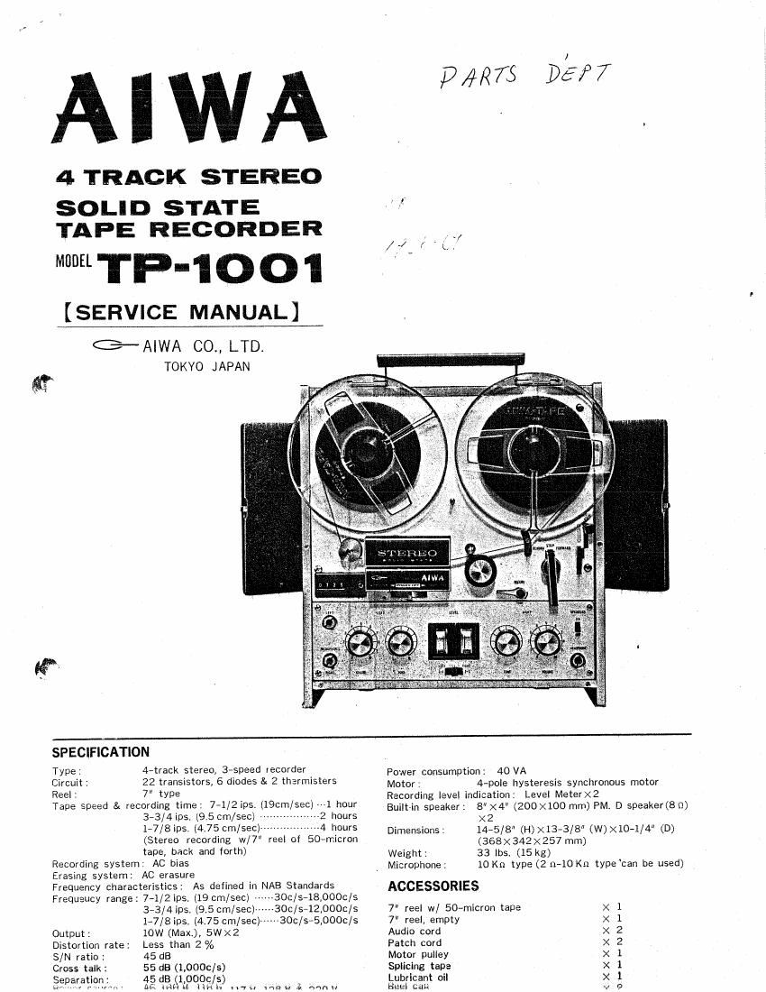 Aiwa TP 1001 Service Manual
