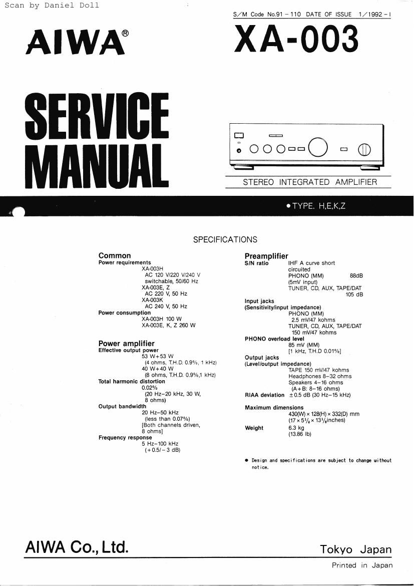 Aiwa XA 003 Service Manual