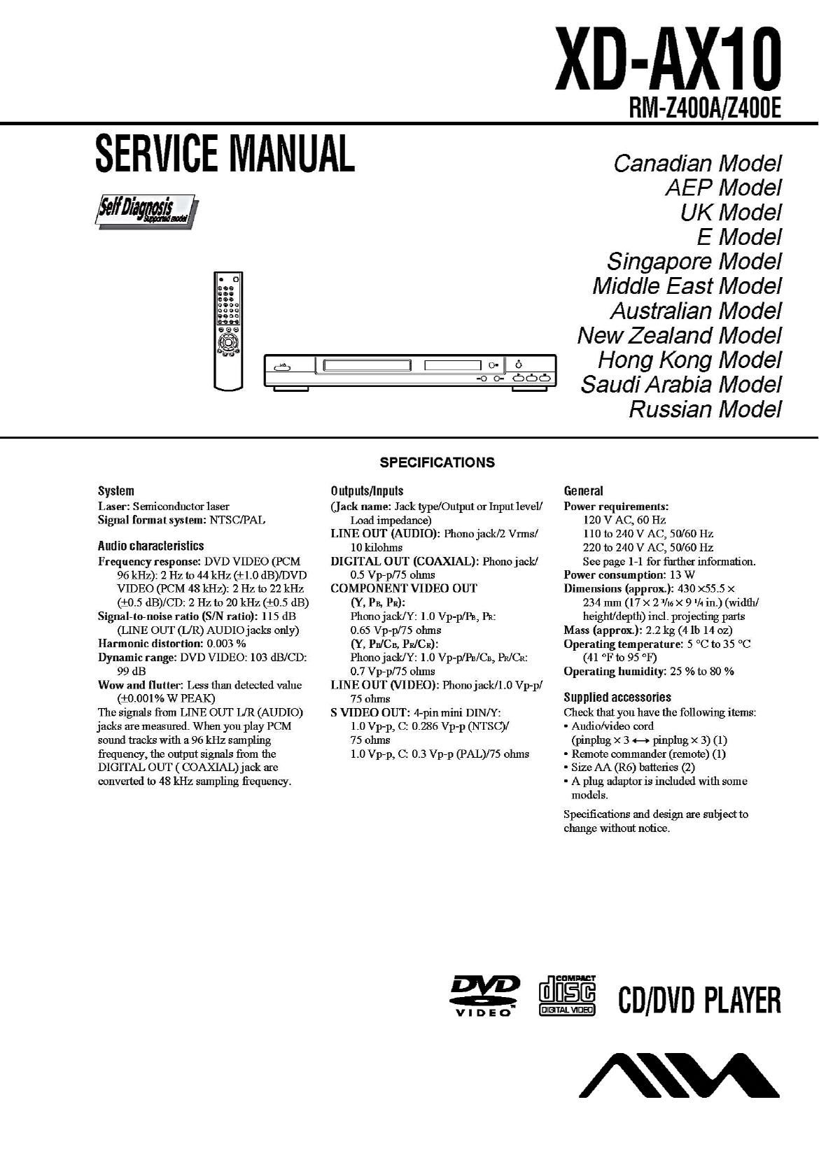 Aiwa XD AX10 Service Manual