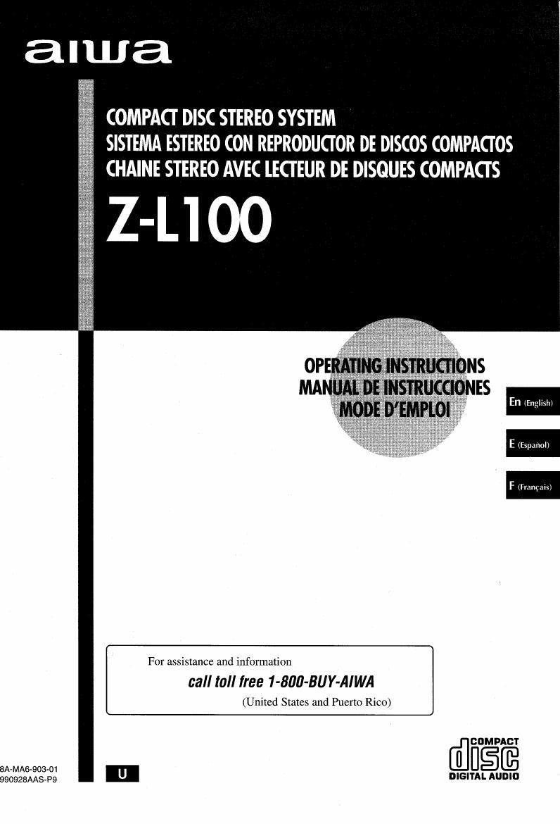 Aiwa ZL 100 Owners Manual