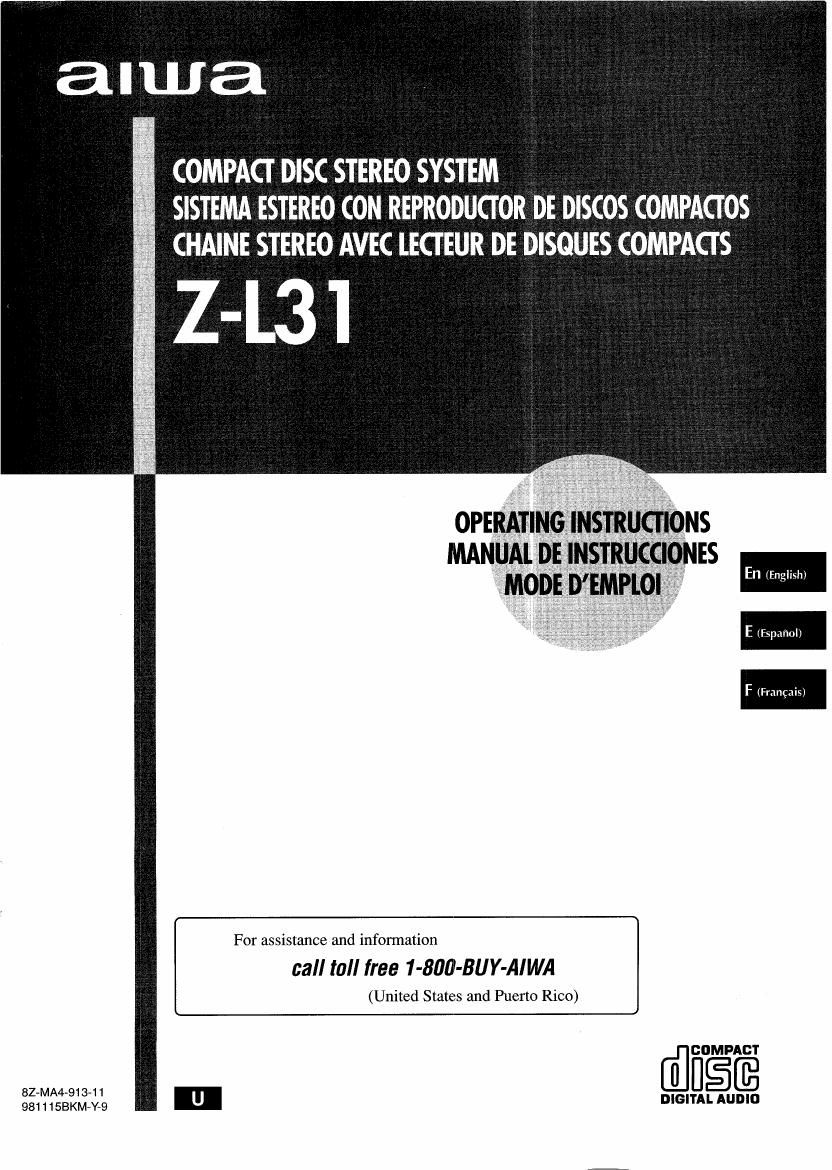 Aiwa ZL 31 Owners Manual