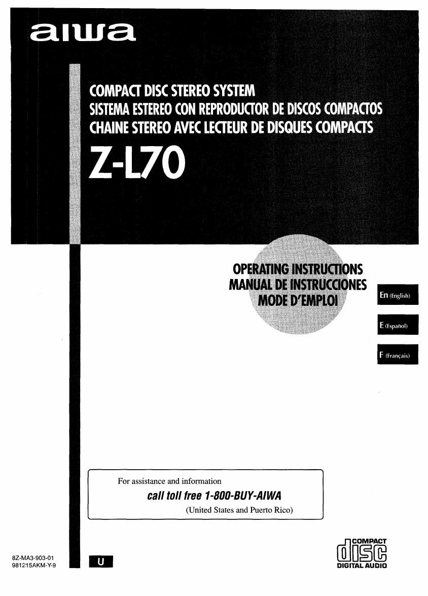 Aiwa ZL 70 Owners Manual