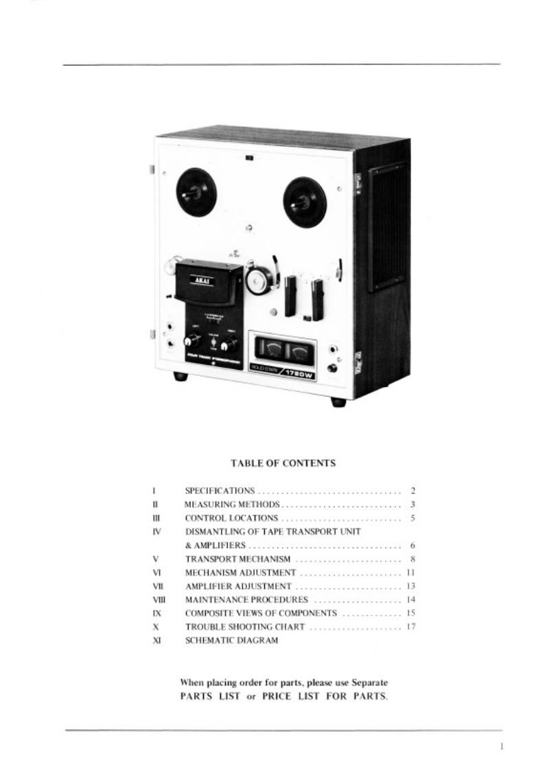 Akai 1710 1720 W Owners Manual