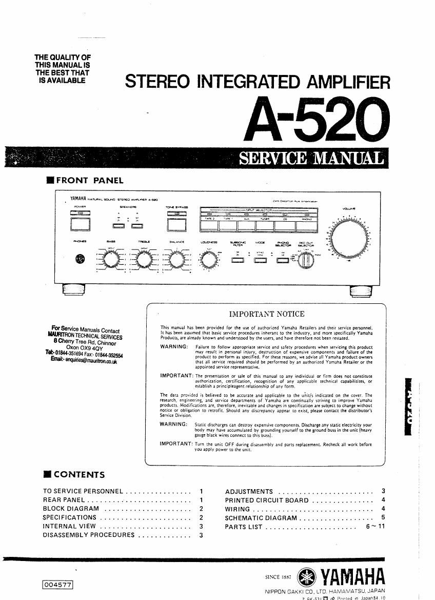 Akai A 520 Service Manual