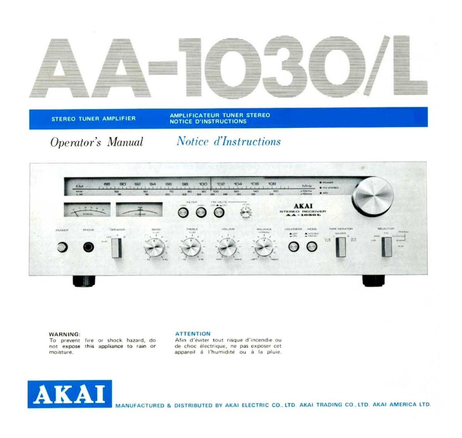 Akai AA 1030 L Owners Manual