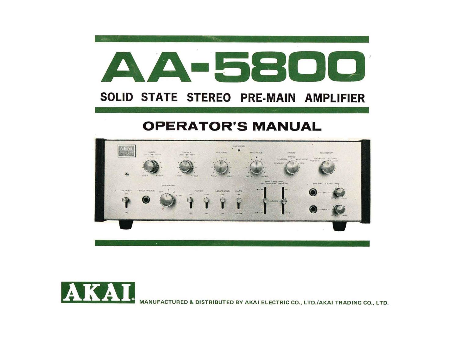 Akai AA 5800 Owners Manual