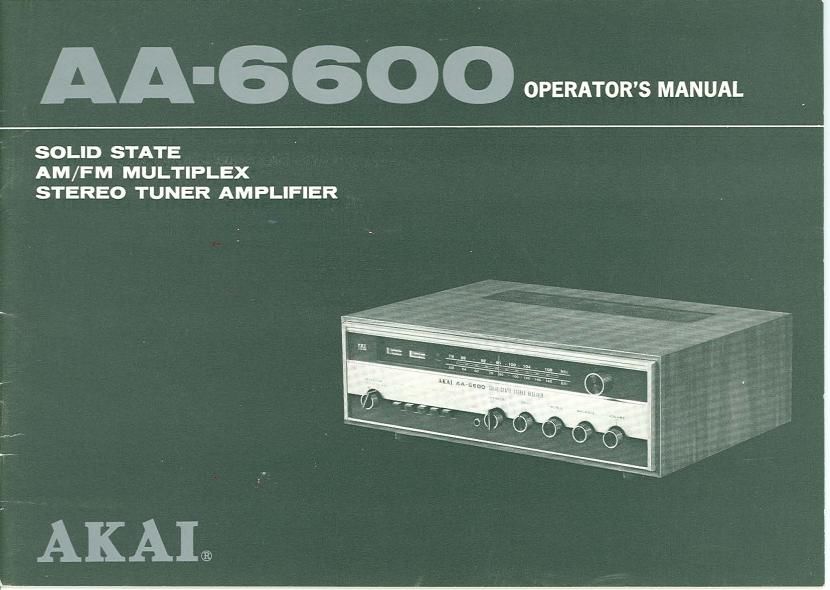 Akai AA 6600 Owners Manual
