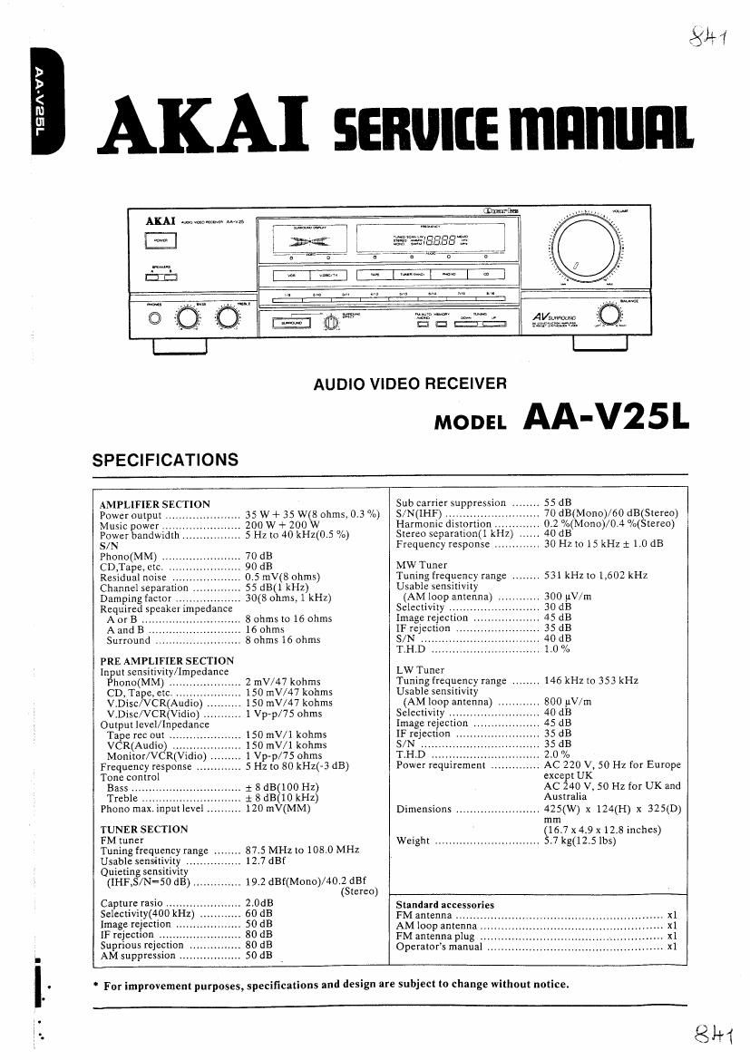 Akai AAV 25 L Service Manual