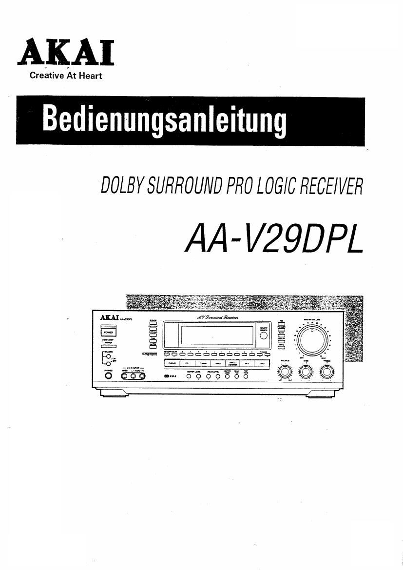 Akai AAV 29 DPL Owners Manual