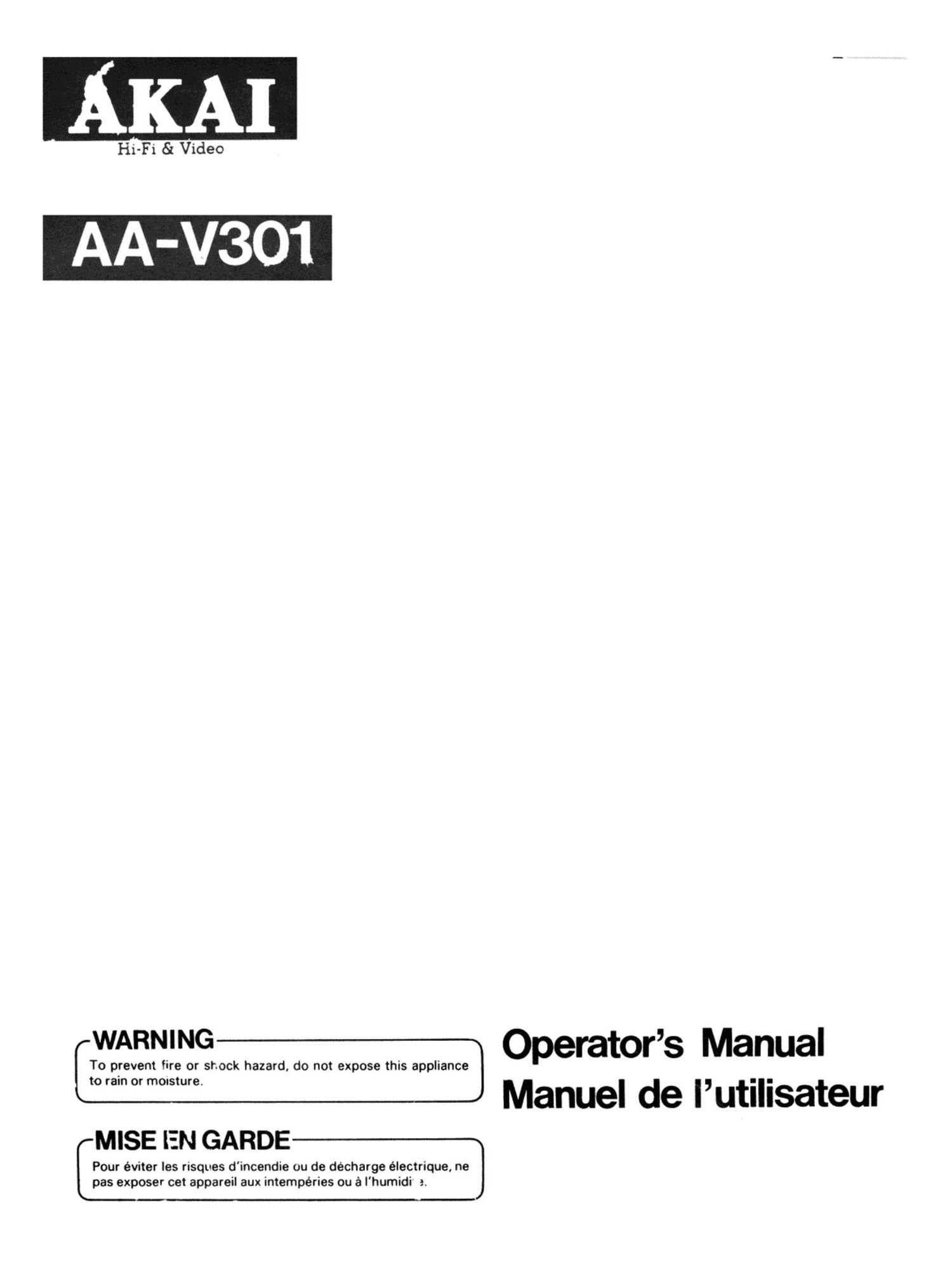 Akai AAV 301 Owners Manual