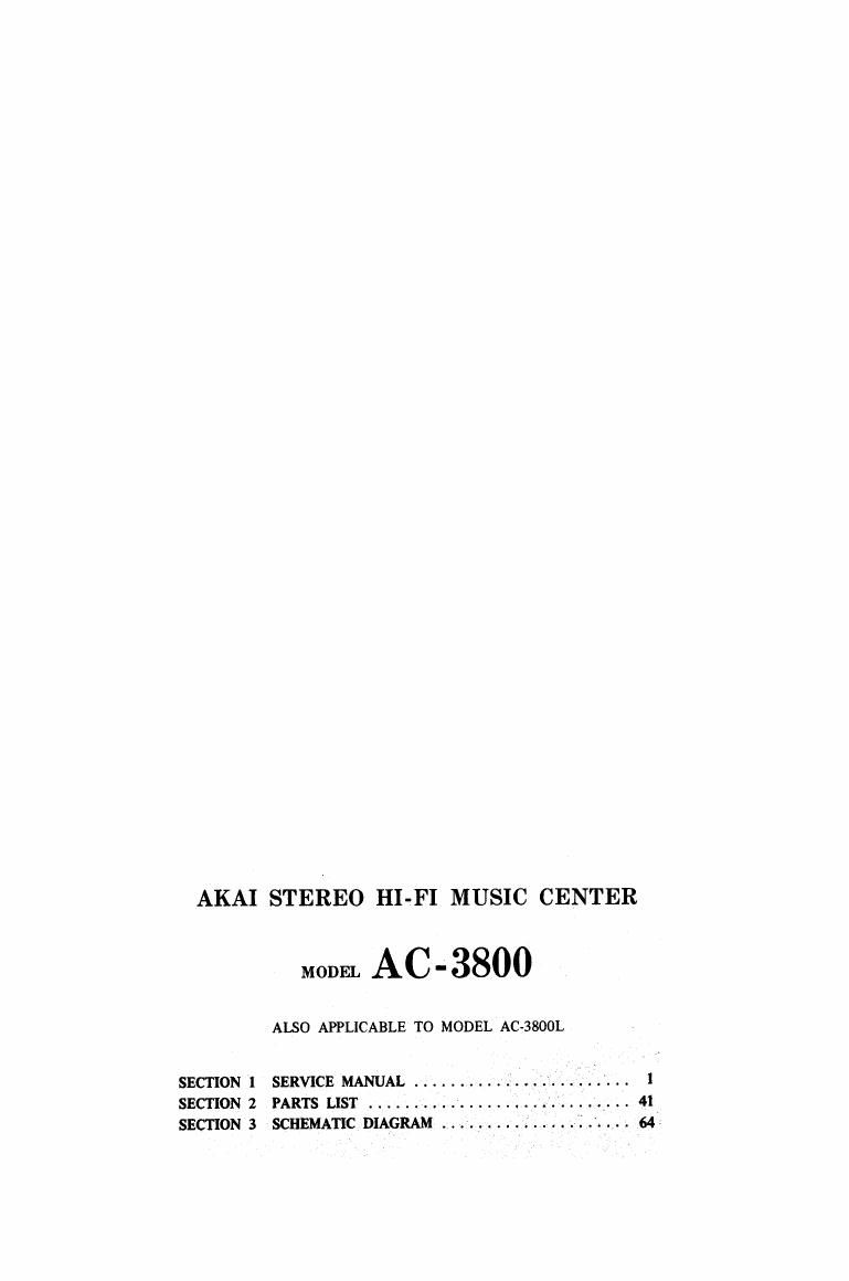 Akai AC 3800 Service Manual