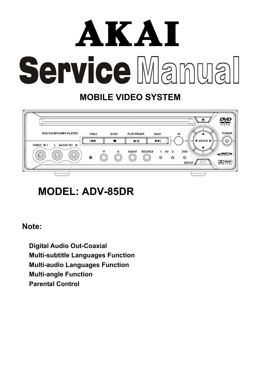 Akai ADV 85 DR Service Manual