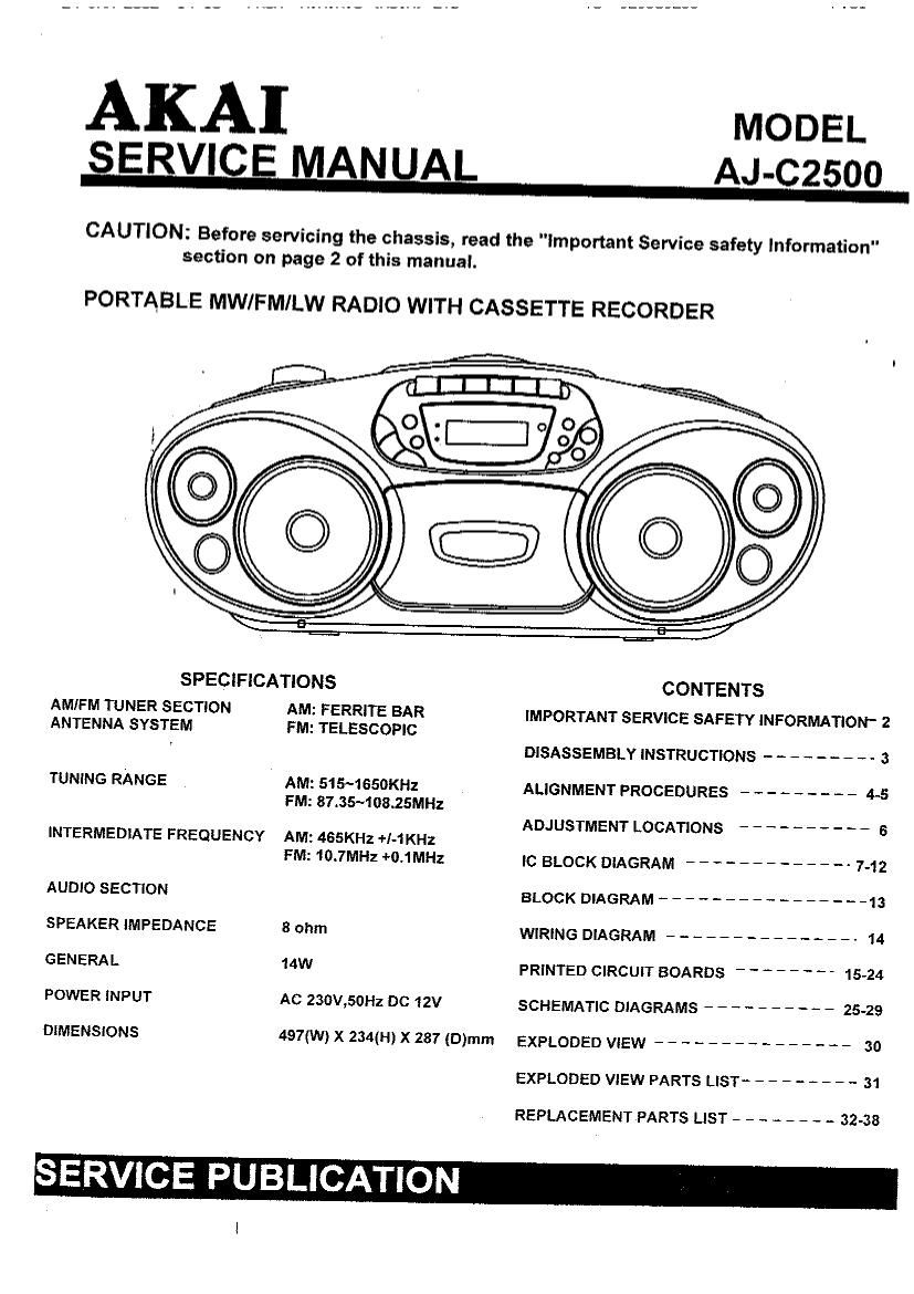 Akai AJC 2500 Service Manual