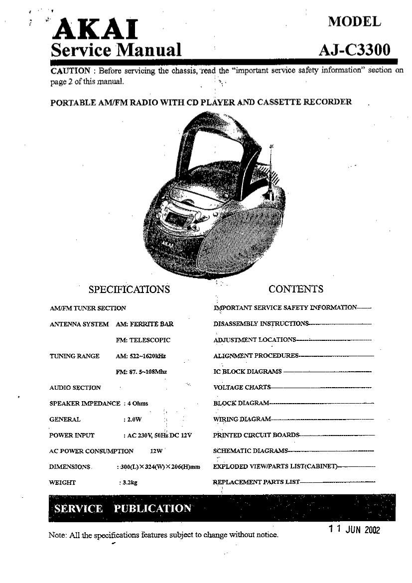 Akai AJC 3300 Service Manual