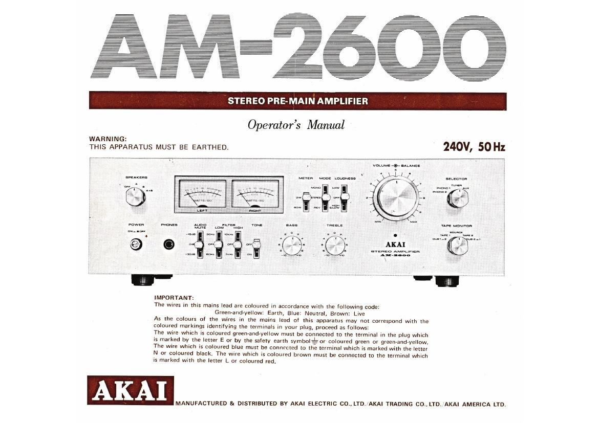 Akai AM 2600 Owners Manual