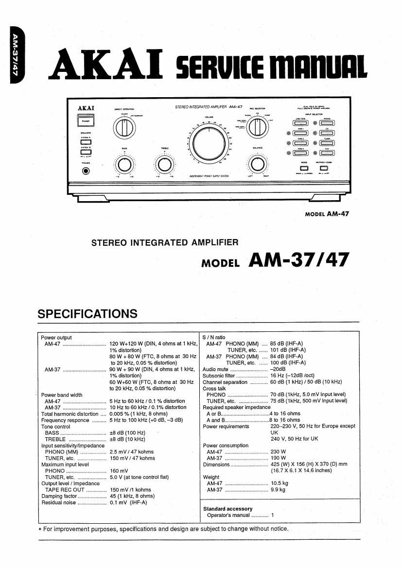 Akai AM 37 Service Manual