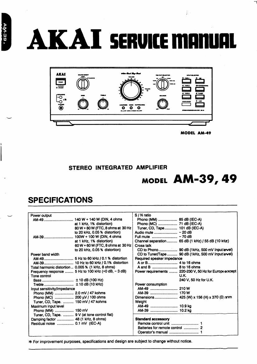 Akai AM 39 Service Manual