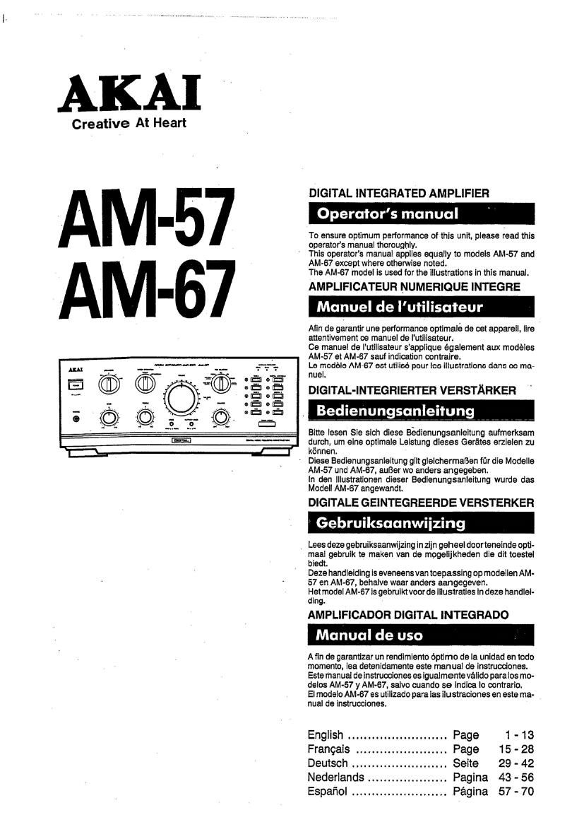 Akai AM 57 Owners Manual