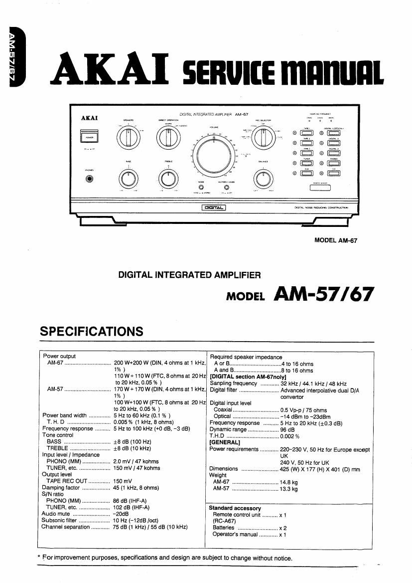 Akai AM 57 Service Manual