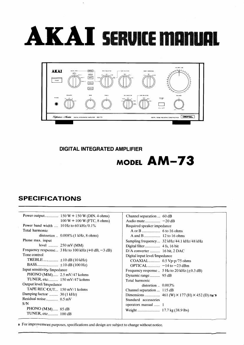 Akai AM 73 Service Manual