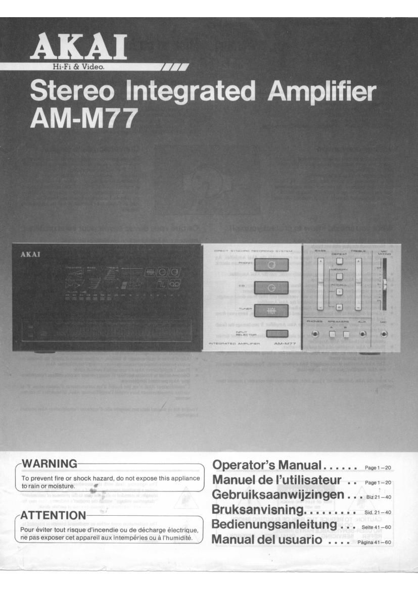 Akai AM 77 Owners Manual