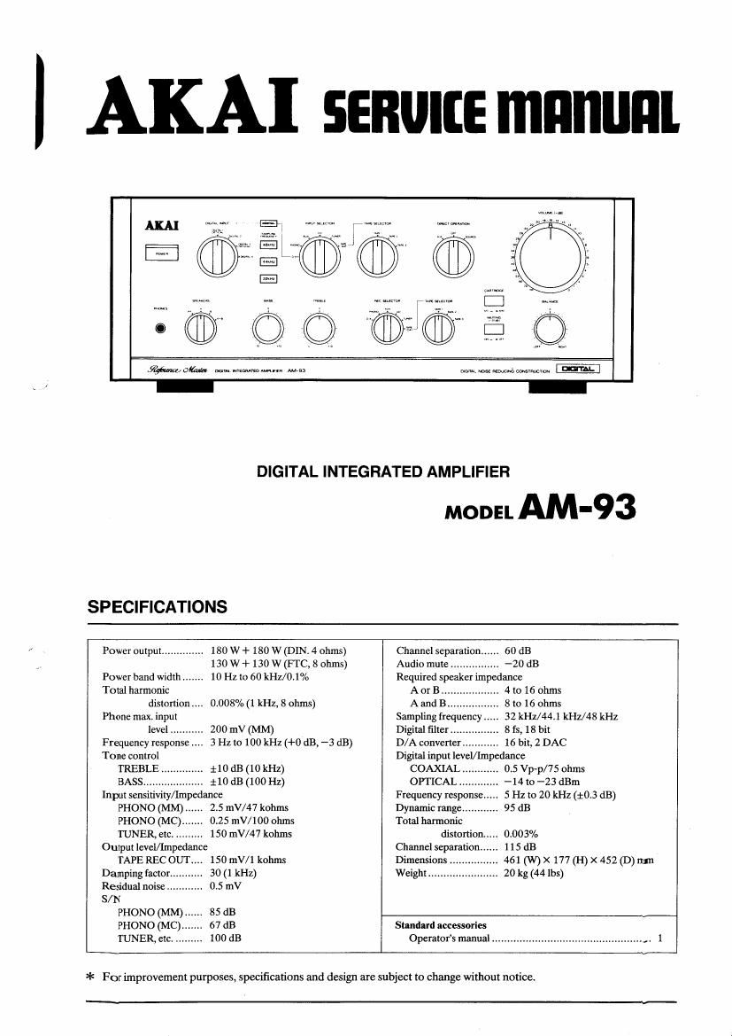 Akai AM 93 Service Manual