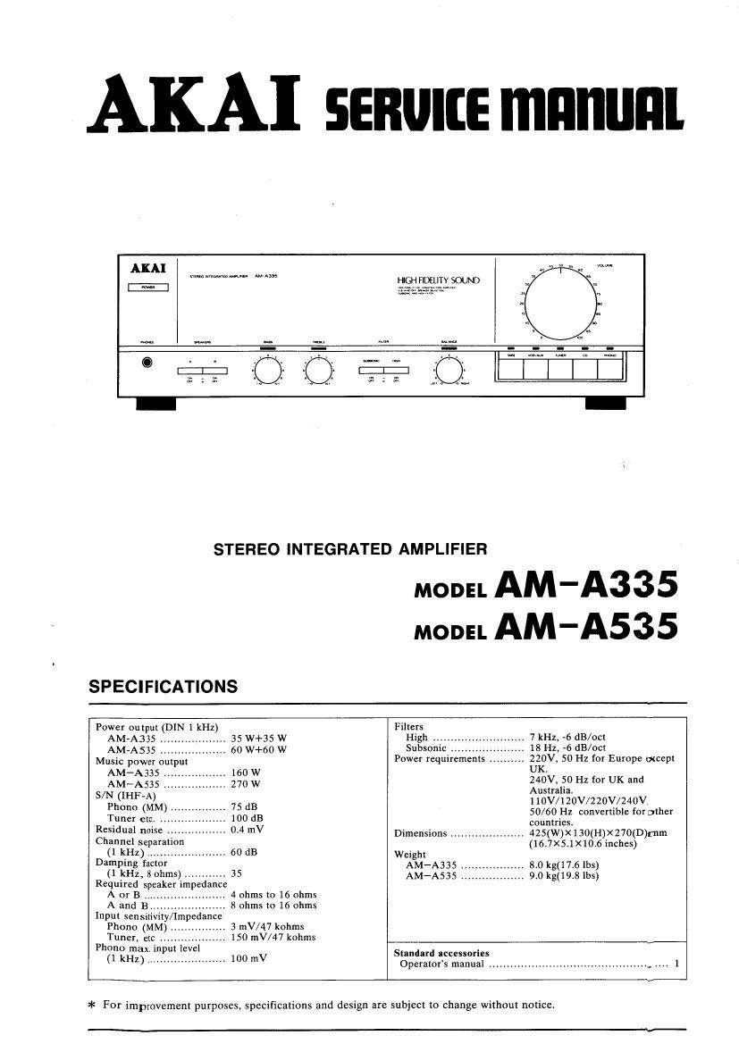 Akai AM A335 Service Manual