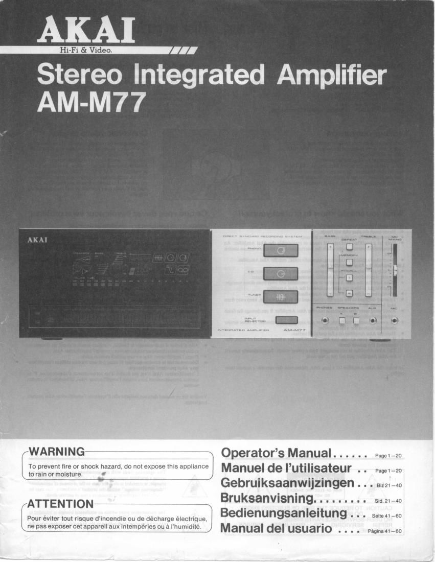 Akai AM M77 Owners Manual